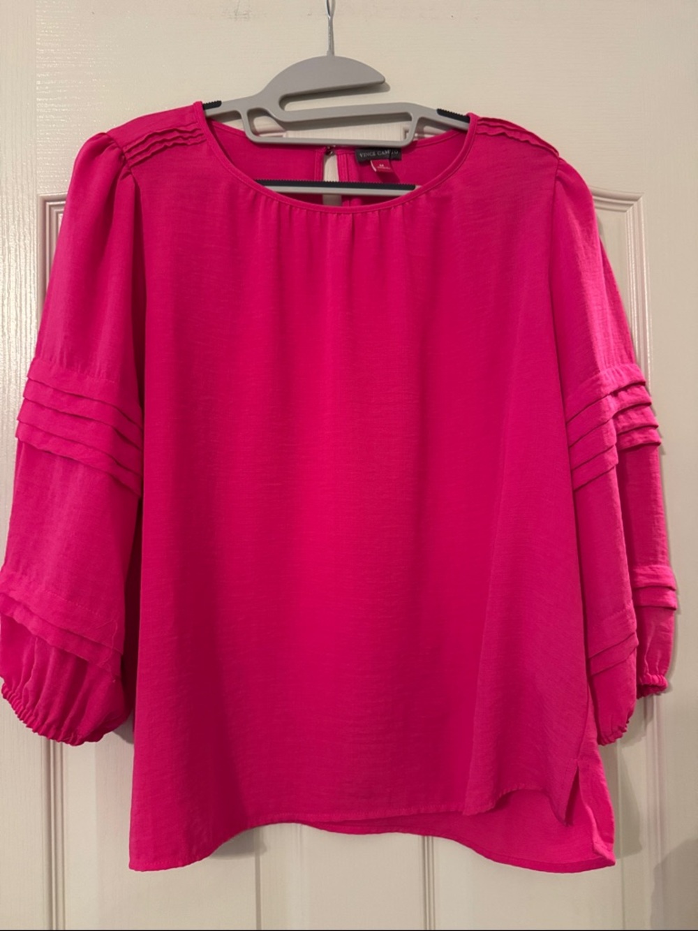 Vince Camuto Hot Pink Pintuck Balloon Sleeve Blouse